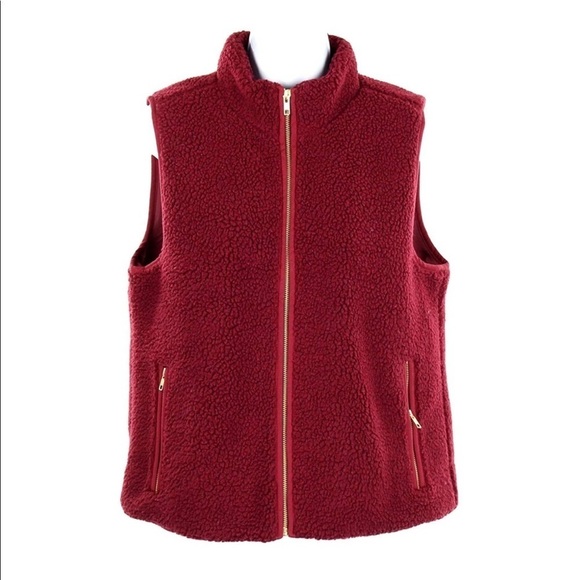 J. Crew Jackets & Blazers - NWOT J Crew Maroon Sherpa Vest